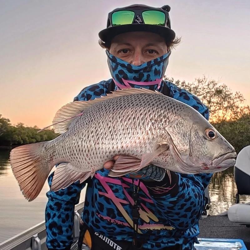 Josh has been catching jacks locally, like so many other fishos. Don't miss you chance to catch them before the wet season rains come photo copyright Fisho's Tackle World Hervey Bay taken at  and featuring the Fishing boat class