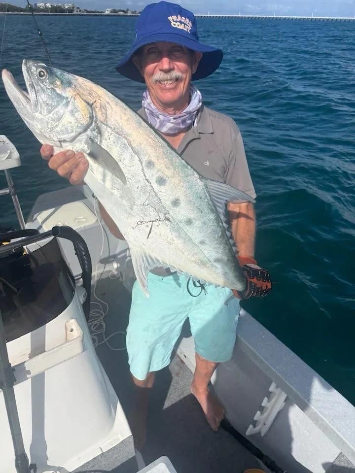 Sid still enjoys his sports fishing, and there are few better fish to target inshore than big queenies like this one - photo © Fisho's Tackle World Hervey Bay