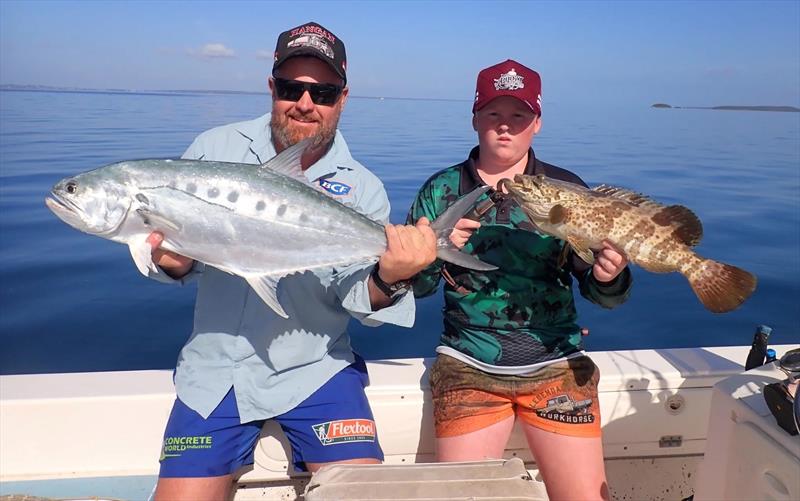 These Fraser Guided Fishing clients had a ball in perfect conditions inshore recently photo copyright Fisho's Tackle World Hervey Bay taken at  and featuring the Fishing boat class