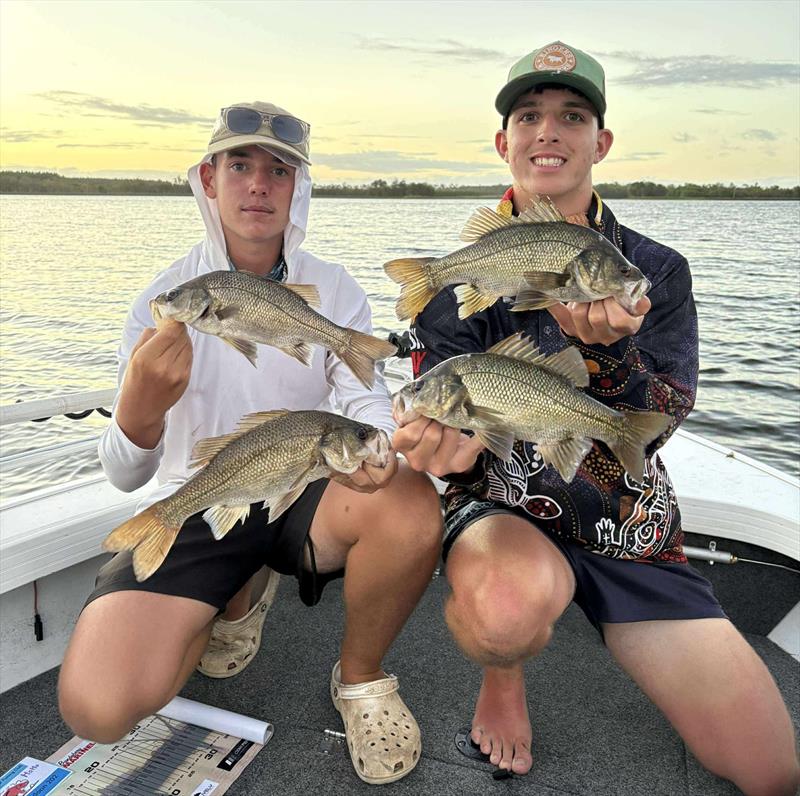 James & Lennox got stuck into the bass on a recent freshwater mission photo copyright Fisho's Tackle World Hervey Bay taken at  and featuring the Fishing boat class