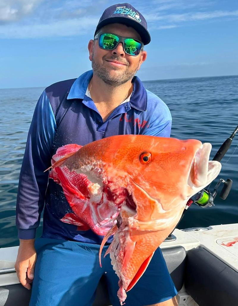 Brett's disappointment must've been palpable when this red came up undersized photo copyright Fisho's Tackle World Hervey Bay taken at  and featuring the Fishing boat class