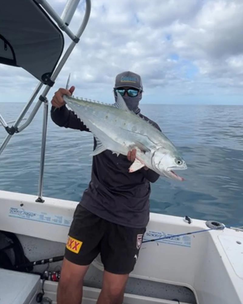 Addie Priala found the queenies willing to bite recently. They will be hyperactive over the new moon photo copyright Fisho's Tackle World Hervey Bay taken at  and featuring the Fishing boat class
