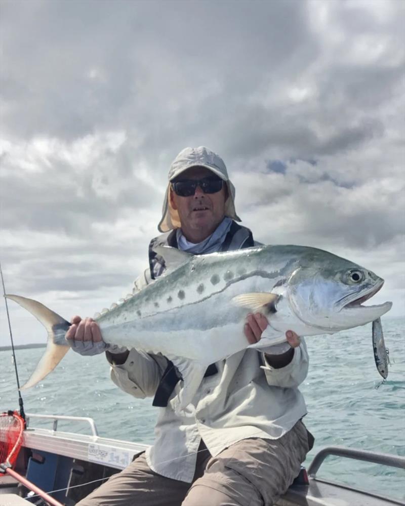 Deano has been up to his usual tricks, catching inshore sports fish such as this fine queenfish - photo © Fisho's Tackle World Hervey Bay 