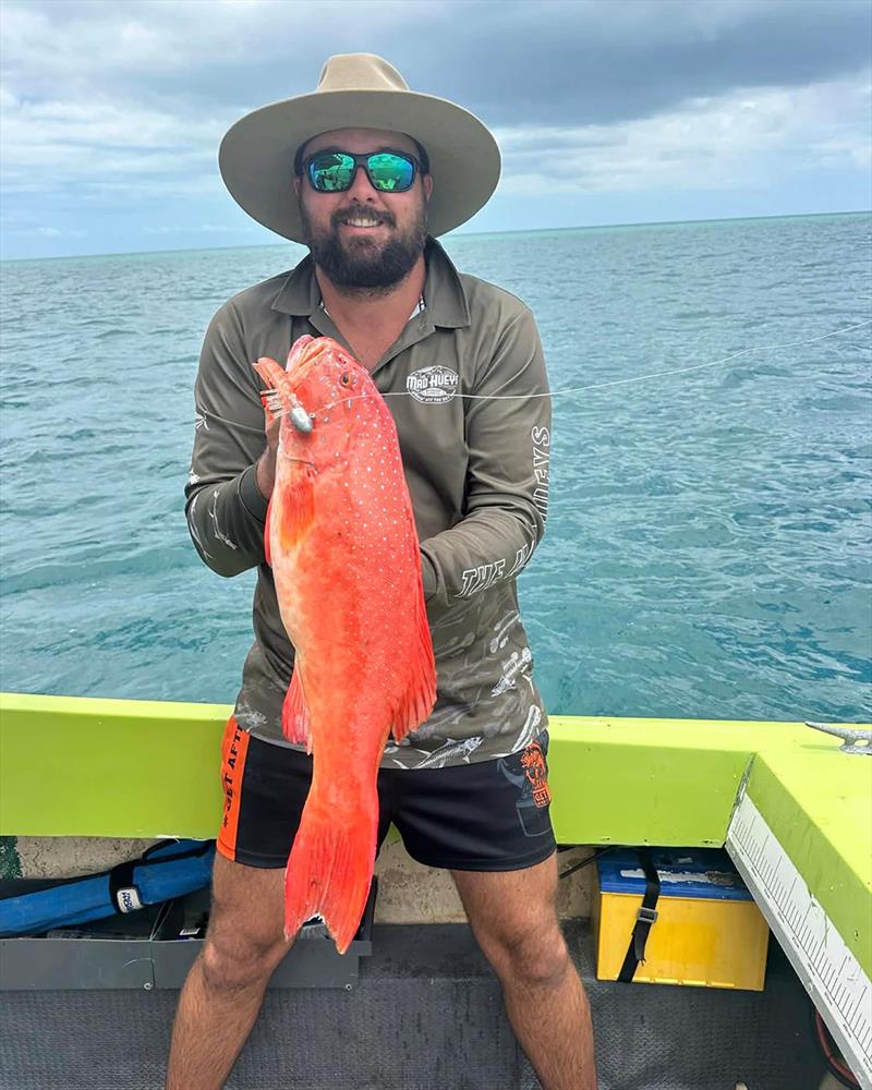 Josh with a sample of the sort of trout you could catch from the northern bay or beyond this weekend - photo © Fisho's Tackle World Hervey Bay 