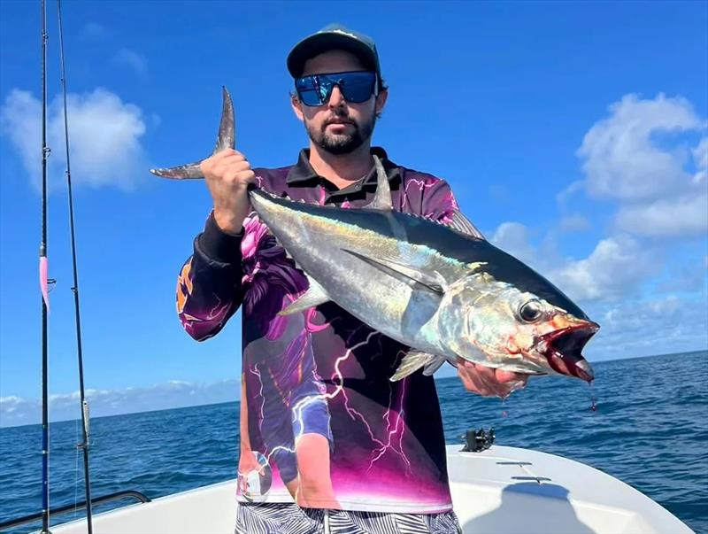 Chris was hot on the heels of the school longtails this week. They are prolific and only going to get thicker and bigger - photo © Fisho's Tackle World Hervey Bay