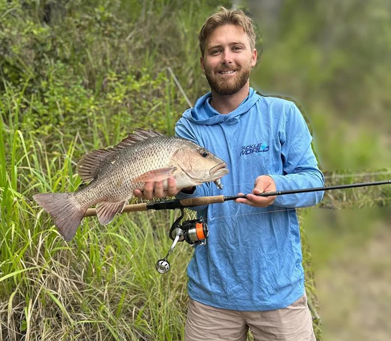Fish the immediate run-off from torrential rains and you can catch shore-based jacks like Lauchlan - photo © Fisho's Tackle World Hervey Bay