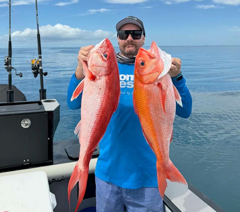 Deep dropping was successful for Mitch. Flamies, rubies and some mixed ooglies justified the long haul to the shelf - photo © Fisho's Tackle World Hervey Bay