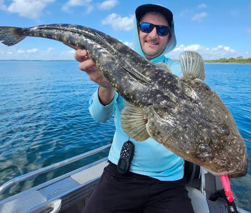 Jacko was the perfect man to test the new Arma Skip Doctor soft plastics on the local flathead population photo copyright Fisho's Tackle World Hervey Bay taken at  and featuring the Fishing boat class