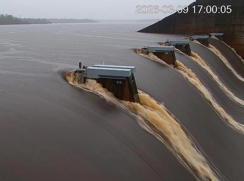 Lake Lenthalls had all gates open at the peak of flooding and is still overflowing - photo © Fisho's Tackle World Hervey Bay