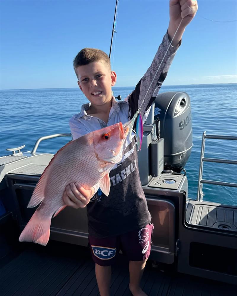 Kade and the rest of the Whittle clan scouted new country off Wathumba and found a few jig-munching nannies - photo © Fisho's Tackle World Hervey Bay