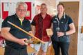Overall winners John Hanson and Hele Selden receiving trophies from Commodore Peter McCallum - Flying Fifteen Southern Travellers at Middle Nene © David Livingstone