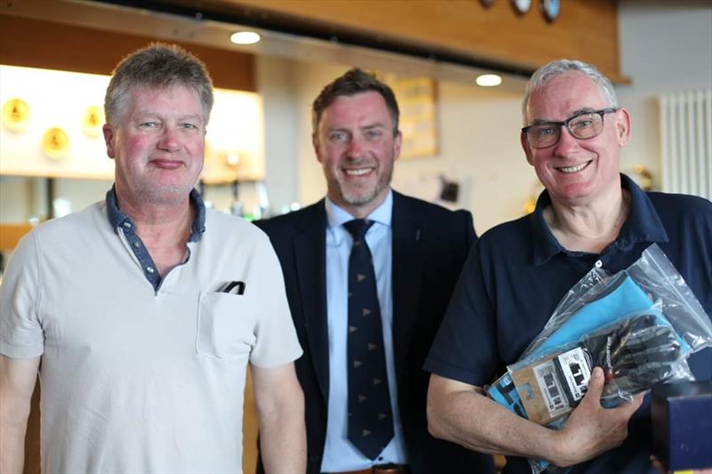 Flying Fifteen Northern Ireland Championship (l-r) Bryan Willis, 2nd placed helm, Francis Rock, John McPeake, 2nd placed crew photo copyright Kathryn Anderson taken at County Antrim Yacht Club and featuring the Flying Fifteen class