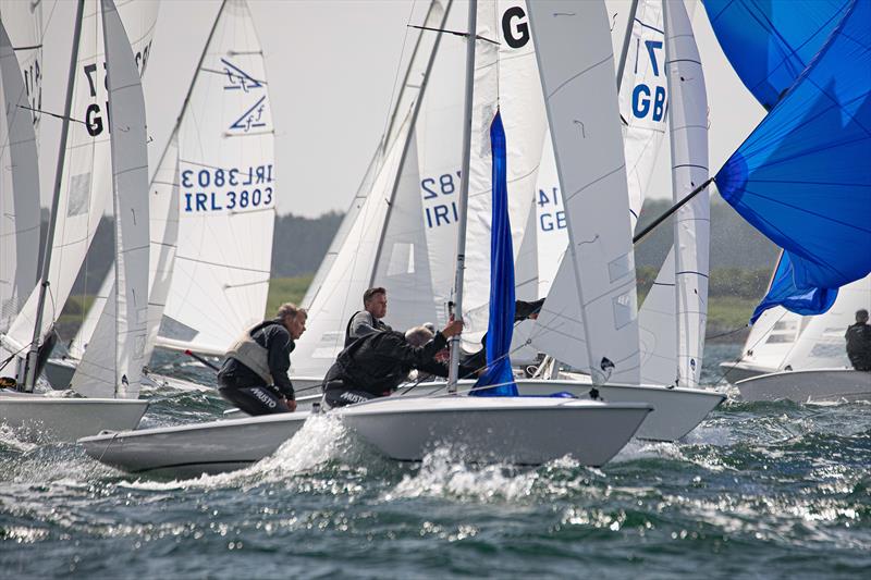 Pinnell & Cadwallader (2nd overall) in front of Vialls & Turner (Winners) during the Flying Fifteen British Isles Championships 2024 at Strangford Lough - photo © Simon McIlwaine / www.wavelengthimage.com