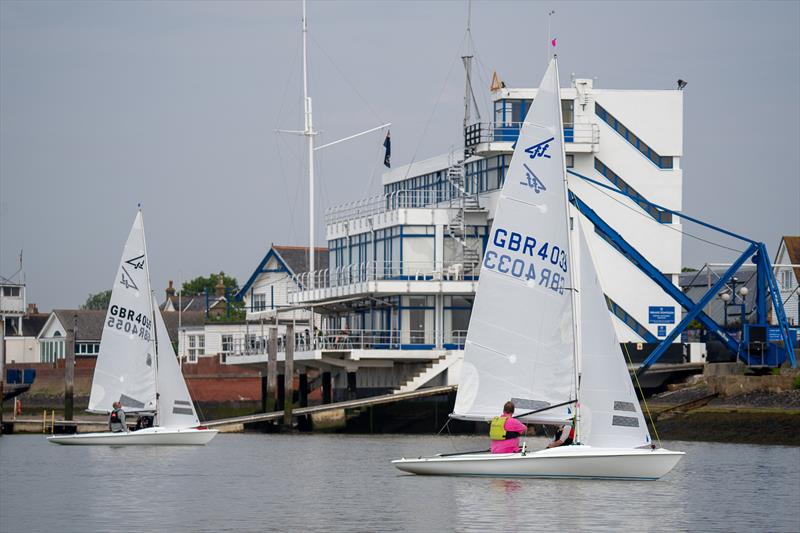 Flying Fifteens sail in front of Royal Corinthian Yacht Club photo copyright Petru Balau Sports Photography / sports.hub47.com taken at Royal Corinthian Yacht Club, Burnham and featuring the Flying Fifteen class