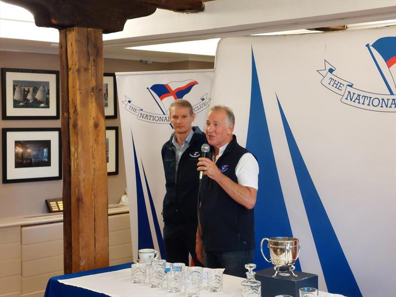 Irish Flying Fifteen East Coast Championship - NYC Commodore, Peter Sherry and Dun Laoghaire Flying Fifteen Class Captain Joe Hickey, welcome the competitors to the prizegiving - photo © Cormac Bradley