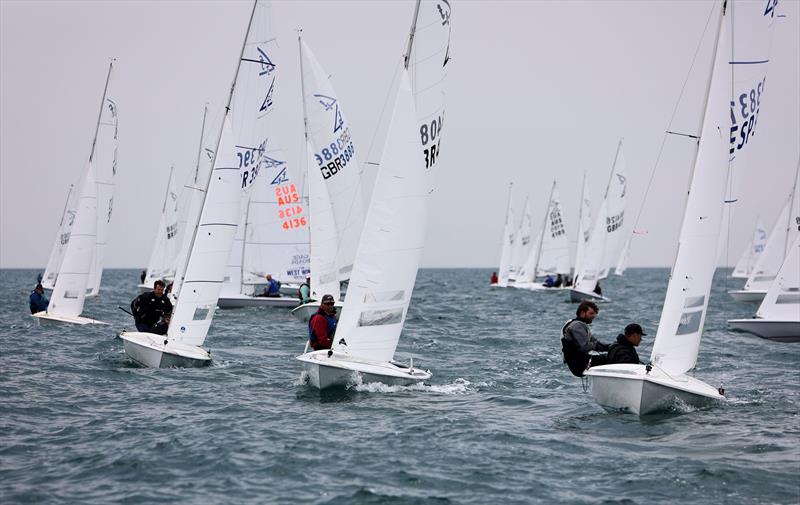 GBR 3904, GBR 4088 & ESP 3831 approach the windward mark during Race 5 on day 3 of the 2025 Flying Fifteen Worlds at the WPNSA - photo © Mark Jardine