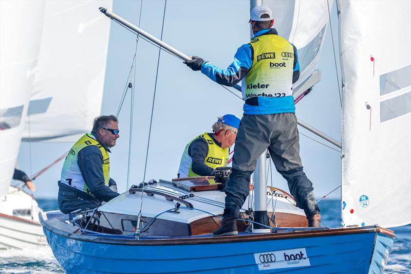 Scalded Gold Cup winners of the Nordic Folkboats: The Danish crew around helmsman Sören Kaestle at Kieler Woche - photo © Christian Beeck / Kieler Woche 