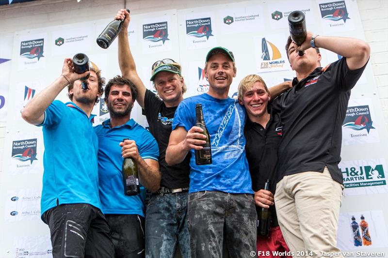 Gunnar Larsen and Ferdinand van West win the F18 Worlds in Bangor photo copyright Jasper van Staveren / www.sailshoot.com taken at Ballyholme Yacht Club and featuring the Formula 18 class