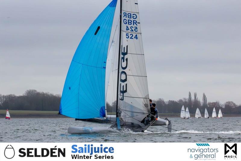 Selden Sailjuice Winter Series Grafham Grand Prix photo copyright Tim Olin / www.olinphoto.co.uk taken at Grafham Water Sailing Club and featuring the Formula 18 class