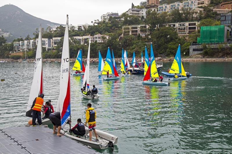 From changeover pontoon to start line... not far. Boase Cohen & Collins Interschool Sailing Festival 2019 - photo © RHKYC / Guy Nowell