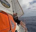 © Erden Eruç Collection Erden Eruç uses his sextant aboard CLARA, his Biscay 36, during his 4,732 nautical mile solo qualification passage ahead of the 2026 Golden Globe Race © Erden Eruç Collection