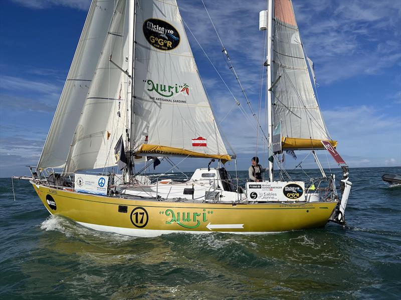 NURI with a New Generation - NURI, the Biscay 36 that Michael Guggenberger sailed to third place in the 2022 GGR, will now be raced by Louis Kerdelhué, the first Generation Z entrant in the 2026 GGR and a 19-year-old French sailor photo copyright GGR2022 / JJ & DD taken at  and featuring the Golden Globe Race class