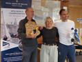 GP14 Masters Championship at Welsh Harp Prizegiving: Matt and Tim McGovern with WHSC Commodore Liz Guest © Luke Howard, WHSC