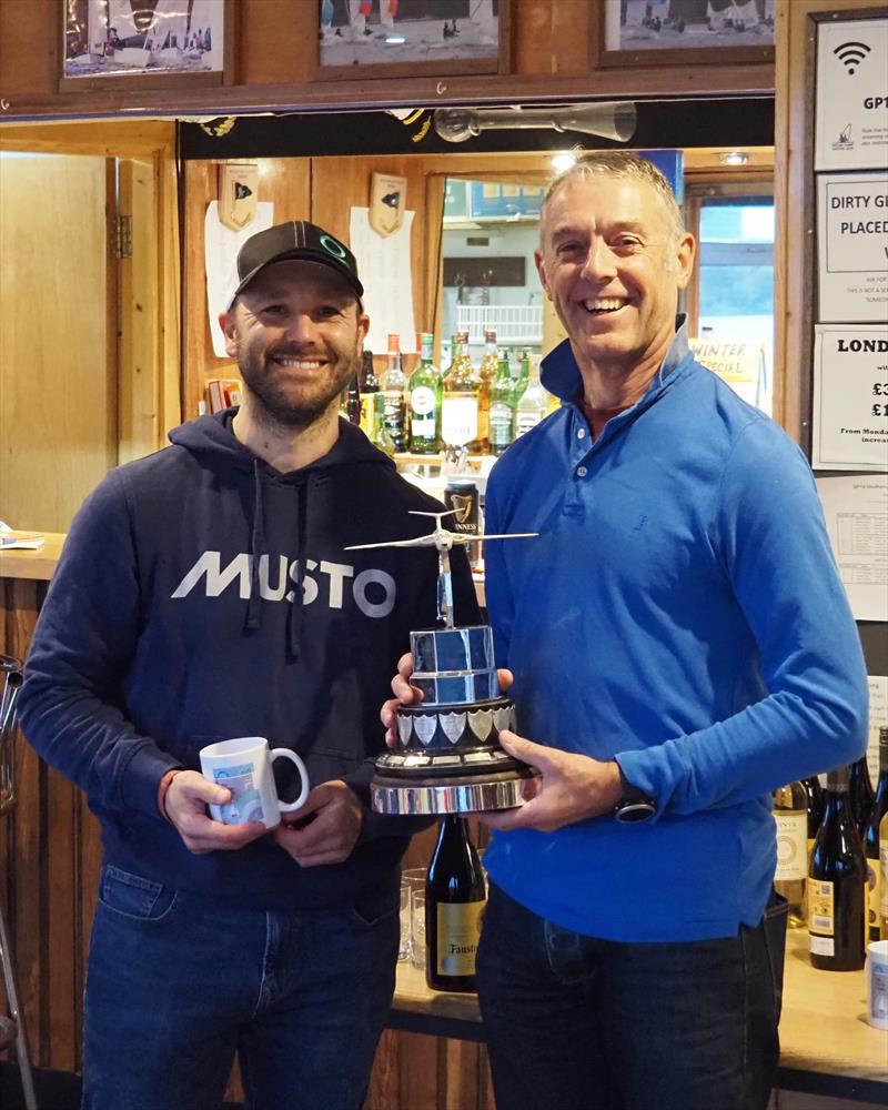 Jasper Barnham and Graham Sexton win the 2025 GP14 Victor Trophy at Welsh Harp - photo © Luke Howard