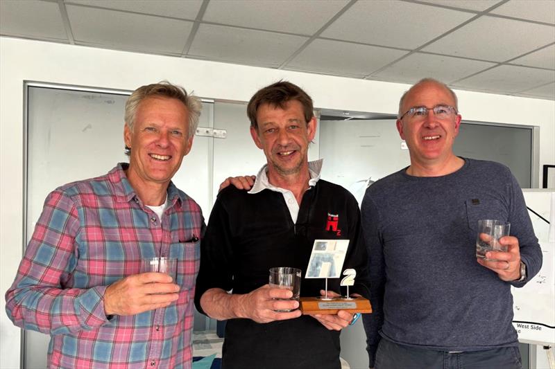 Hadron H2 Inland Championship Podium (l-r) Robin Parsons / Josh Hamer / Richard Leftley photo copyright QMSC taken at Queen Mary Sailing Club and featuring the Hadron H2 class