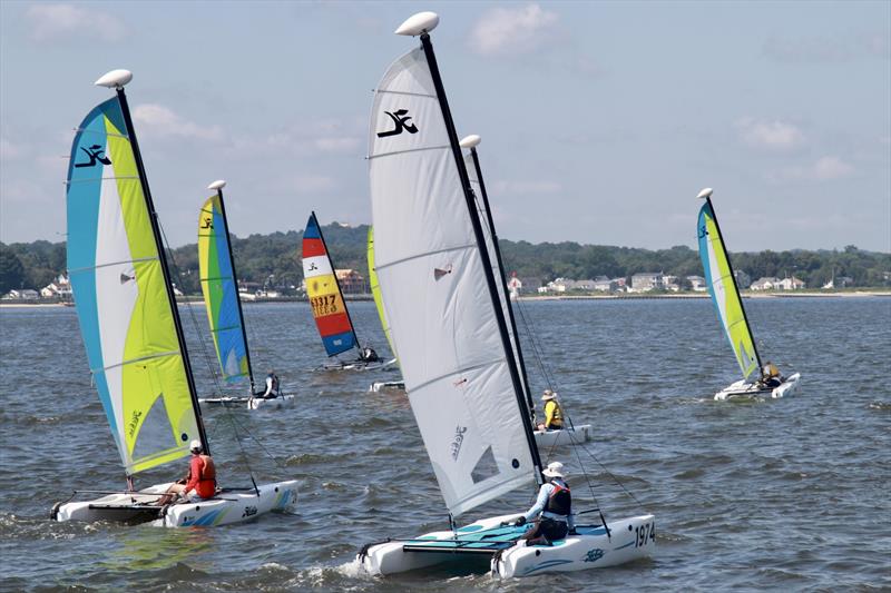 Hobie Wave racecourse action photo copyright Thomas Gardner taken at Sandy Bay Sailing Club and featuring the Hobie 14 class