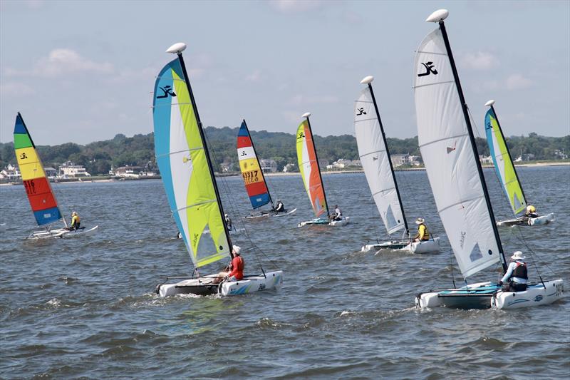 Hobie Wave racecourse action photo copyright Thomas Gardner taken at Sandy Bay Sailing Club and featuring the Hobie 14 class