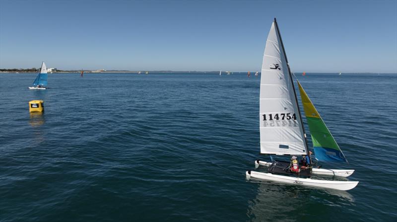 Hill sisters lead the fleet - 49th WA Hobie 16 State Championships photo copyright Prodrone Worx taken at Jervoise Bay Sailing Club and featuring the Hobie 16 class