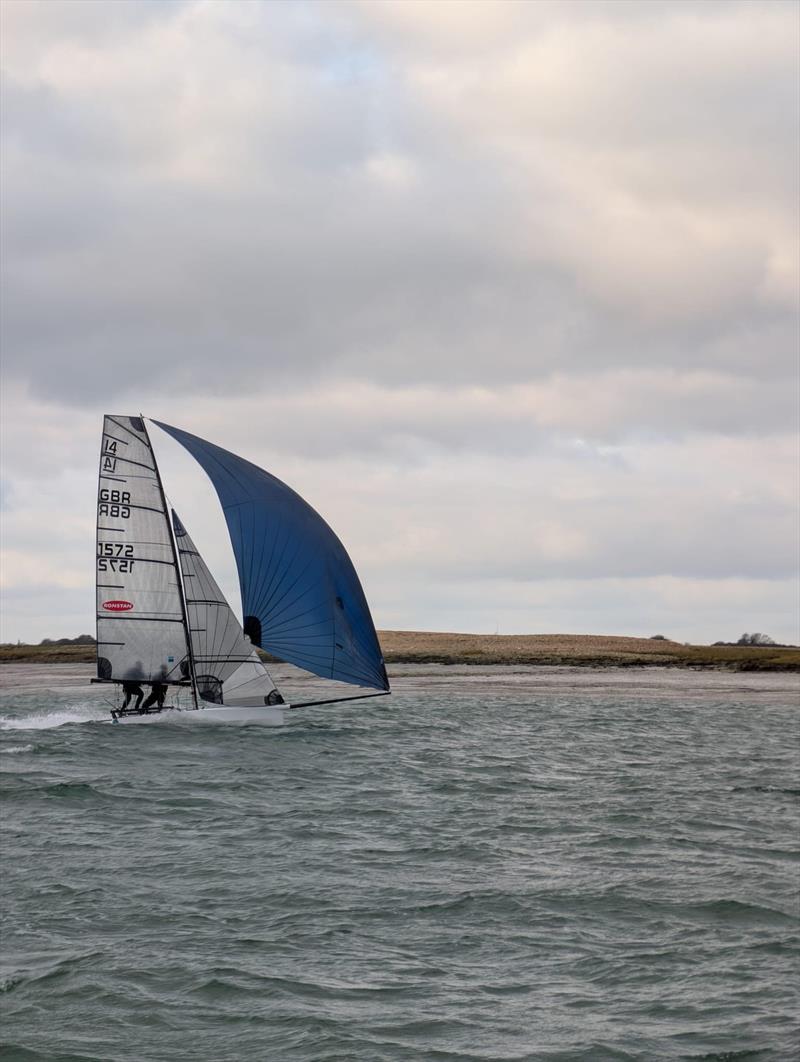 International 14 Perry Pot Round 4 photo copyright Roger Ewart-Smith taken at Itchenor Sailing Club and featuring the International 14 class