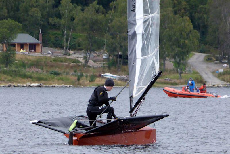 George Edwards demonstrates the Hungry Tiger yoga move - International Moth Lowriders Scottish Championships at Loch Tummel - photo © Ian Baillie