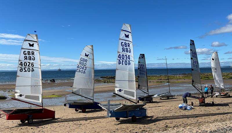 Moths warming their wings on Sunday morning during the International Moth Lowriders Scottish Nationals at Largo Bay photo copyright John Edwards taken at Largo Bay Sailing Club and featuring the International Moth class