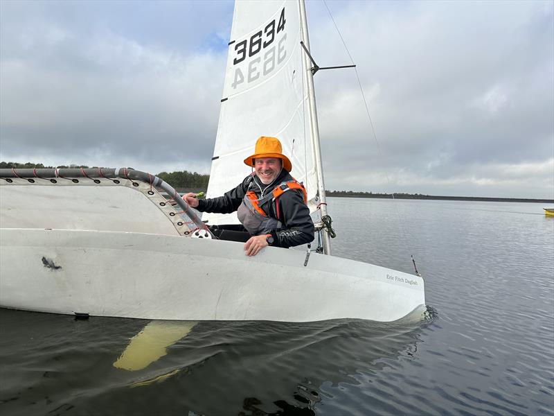 Sam Barker displays both areas of the boat which he frequents during the International Moth Lowriders `Burton Rinse Cycle` Inlands photo copyright Simon Portman taken at Burton Sailing Club and featuring the International Moth class