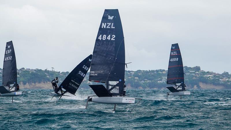 Fresh conditions again challenged the competitors - Day 2 - 2024 PredictWind Moth Oceania Championship. Manly Sailing Club. January 2, 2025 - photo © Sam Thom 