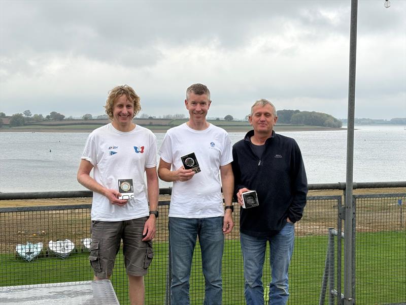 Podium in the International Moth Winter Championship 2025 at Rutland (l-r) Alex Adams, Paul Gliddon, Jason Belben photo copyright IMCAUK taken at Rutland Sailing Club and featuring the International Moth class