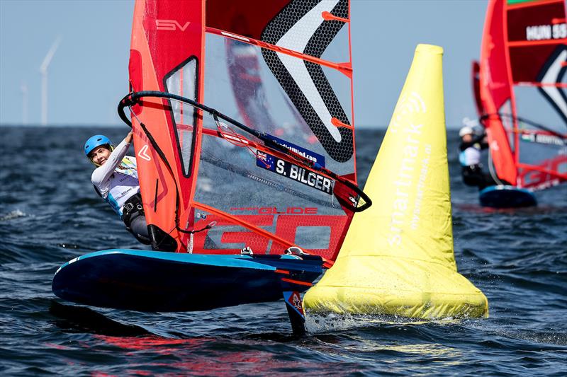 Stella Bilger - NZL - iQFoil -  Day 5, 2023 Allianz Sailing World Championships, The Hague, August 15, 2023  photo copyright Sailing Energy / World Sailing taken at  and featuring the iQFoil class