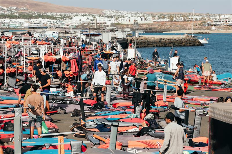 Waiting for the wind on day 1 of the iQFOiL World Championships in Lanzarote photo copyright Sailing Energy / Marina Rubicón taken at  and featuring the iQFoil class