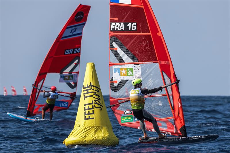 Men's fleet on day 3 of the iQFOiL World Championships in Lanzarote photo copyright Sailing Energy / Marina Rubicón taken at  and featuring the iQFoil class