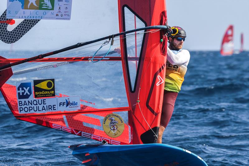 Nicolas Goyard on day 3 of the iQFOiL World Championships in Lanzarote photo copyright Sailing Energy / Marina Rubicón taken at  and featuring the iQFoil class