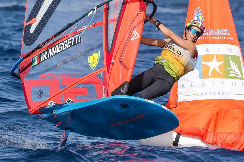 Marta Maggetti on day 4 of the iQFOiL World Championships in Lanzarote photo copyright Sailing Energy / Marina Rubicón taken at  and featuring the iQFoil class