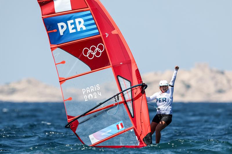 Maria Belen Bazo German (PER) qualifies from the Women's iQFoil Quarter Final on August 3 in Marseille at the Paris 2024 Olympic Regatta - photo © World Sailing / Sander van der Borch