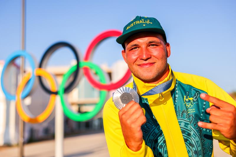 Grae Morris with his silver medal - photo © Sailing Energy