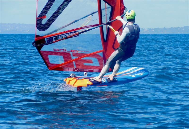 Lachlan Vize on the iQFOiL put on a show for the fleet - photo © Capel Sound Invitational