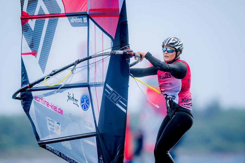 Sophia Meyer foiled first-class across the stormy Kiel Fjord and is second best at the iQFOiL Games after three days at Kieler Woche - photo © Sascha Klahn / Kieler Woche
