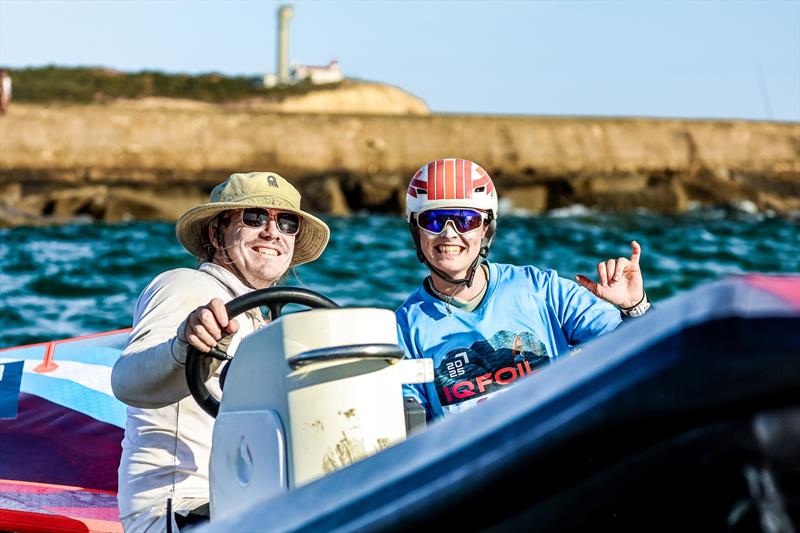 Aimee Bright and coach Paul Snow-Hansen (NZL) - U23 iGFoil Womens World Championship,  Portimão, Portugal  - September 2025 - photo © Sailing Energy