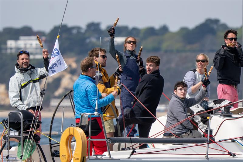 The International Paint Poole Regatta Canford Cup is presented to Ed Wilton and the crew of 'Who's Next' - photo © Ian Roman / www.ianroman.com