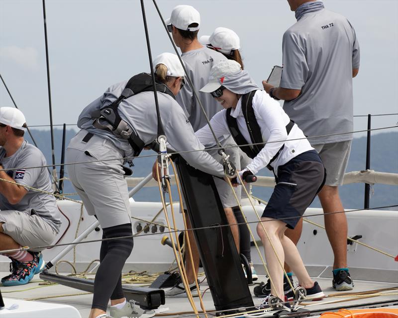 Her Majesty gets on the handles. Phuket King's Cup 2023 - photo © Guy Nowell / Phuket King's Cup